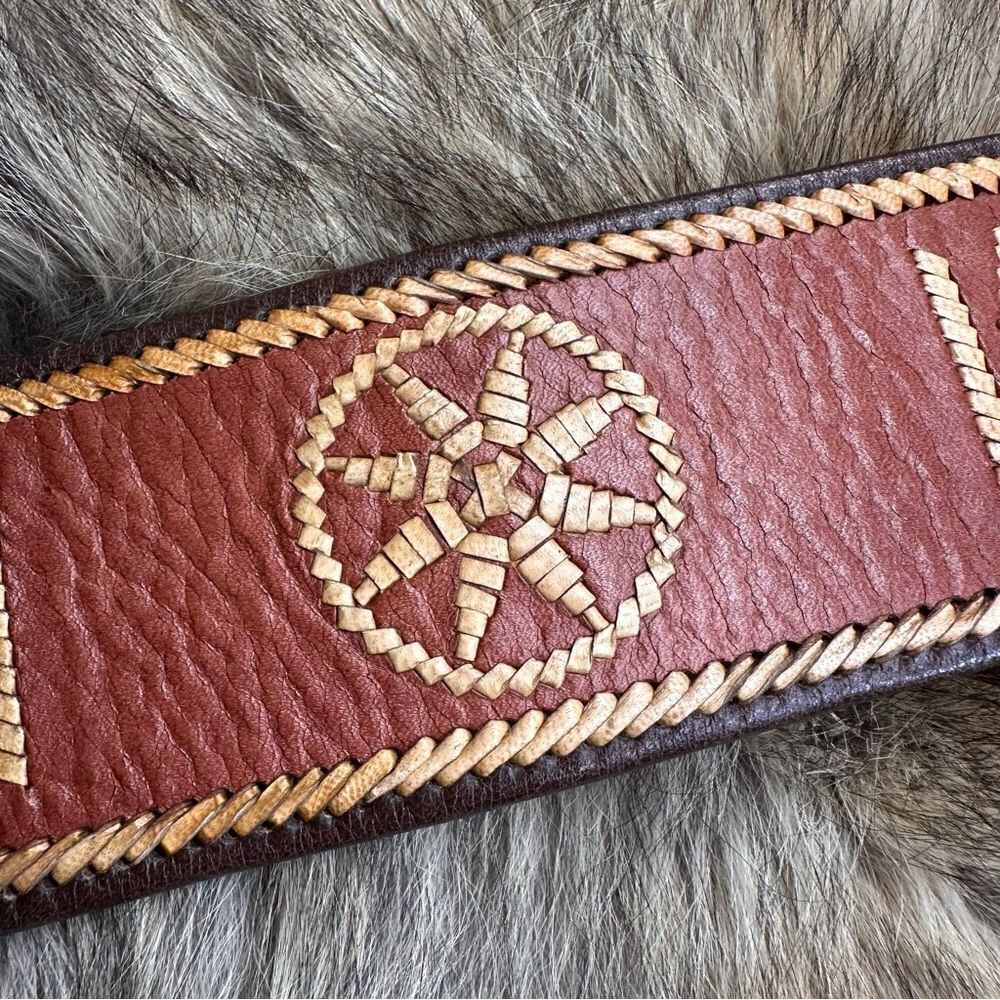 *Ralph Lauren Collection Brown Multi Double Buckle Whipstitched Western Belt - Picture 7 of 16